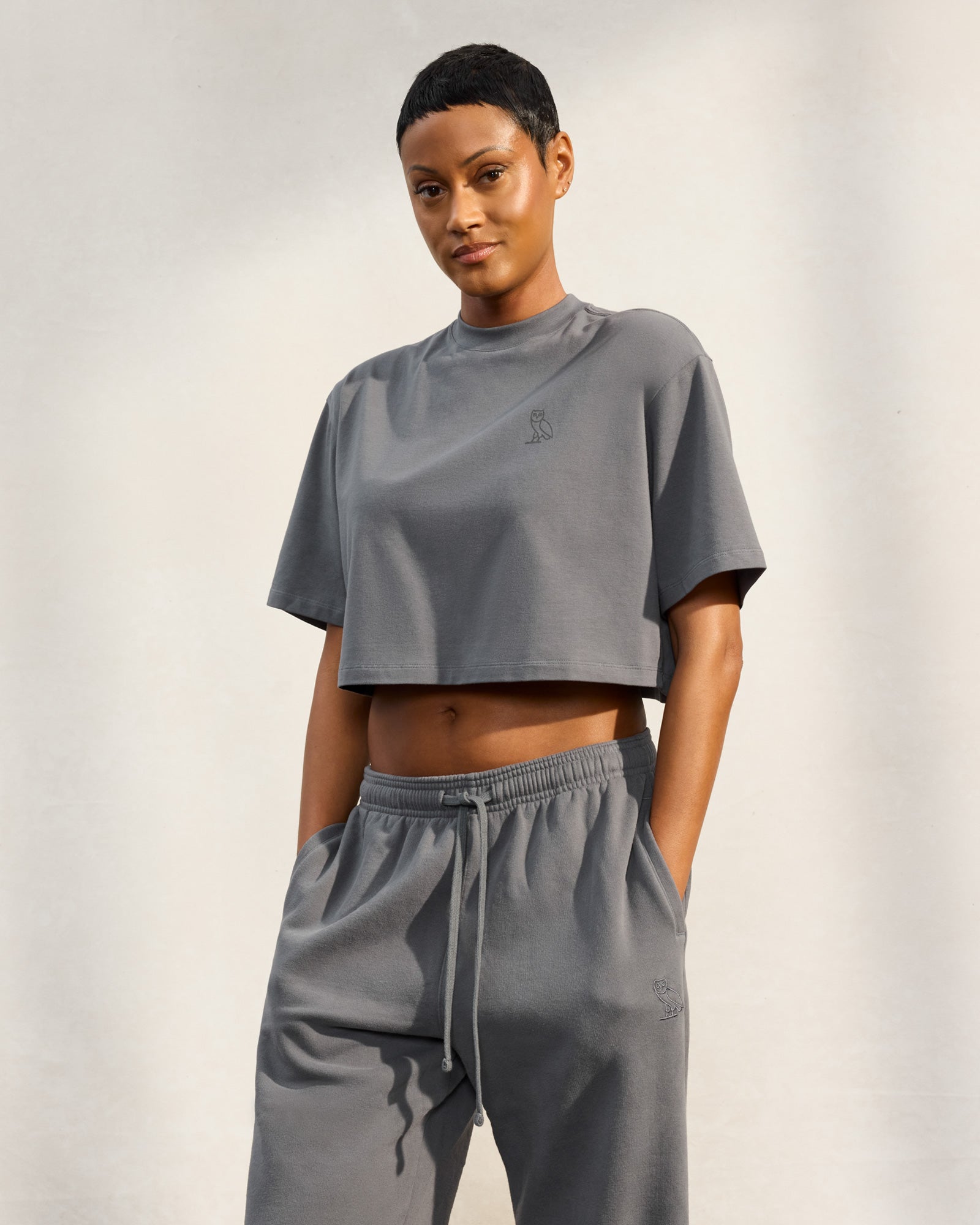 Cropped T-Shirt - Charcoal