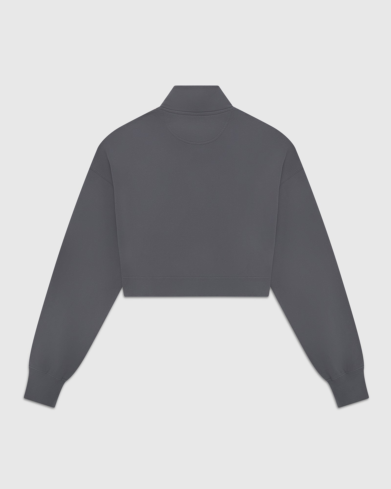 Cropped Quarter Zip Mock Neck Sweater - Charcoal