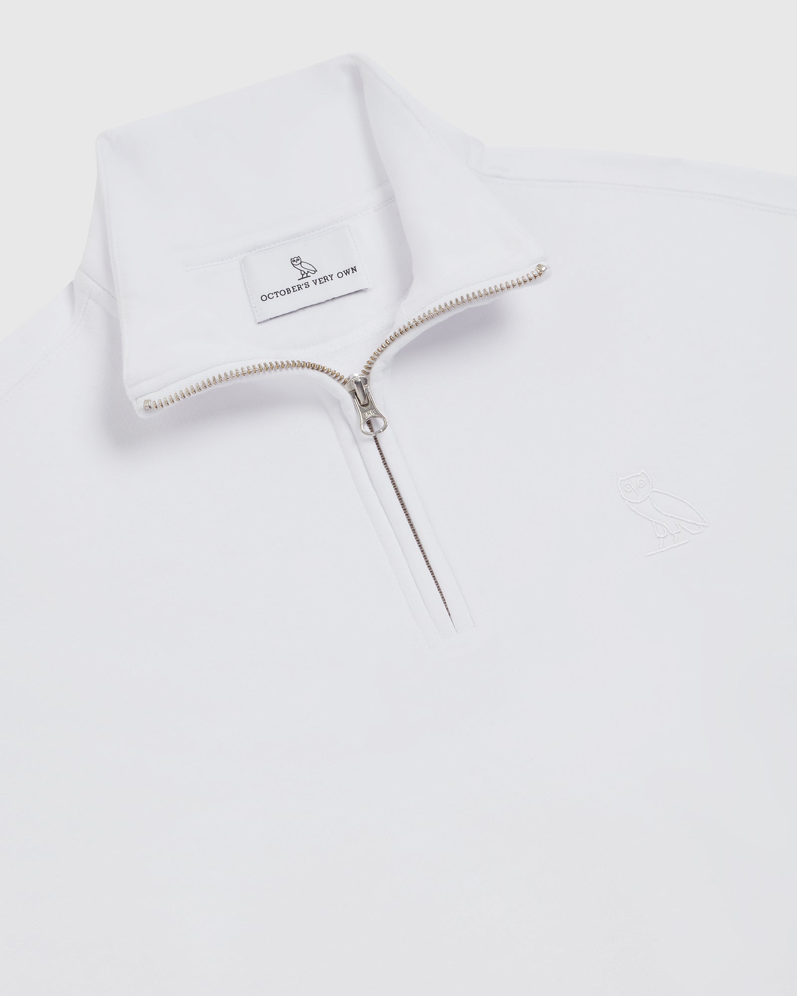 Cropped Quarter Zip Mock Neck Sweater - White