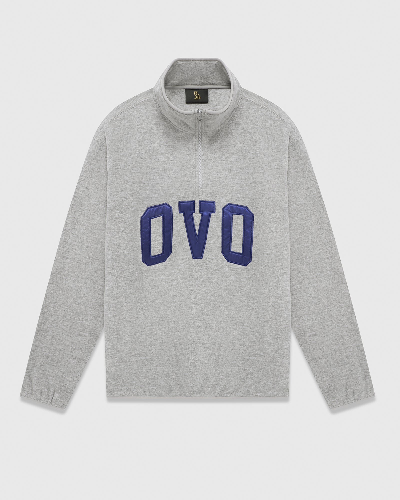 Arch Logo Quarter Zip Mockneck Sweatshirt - Heather Grey