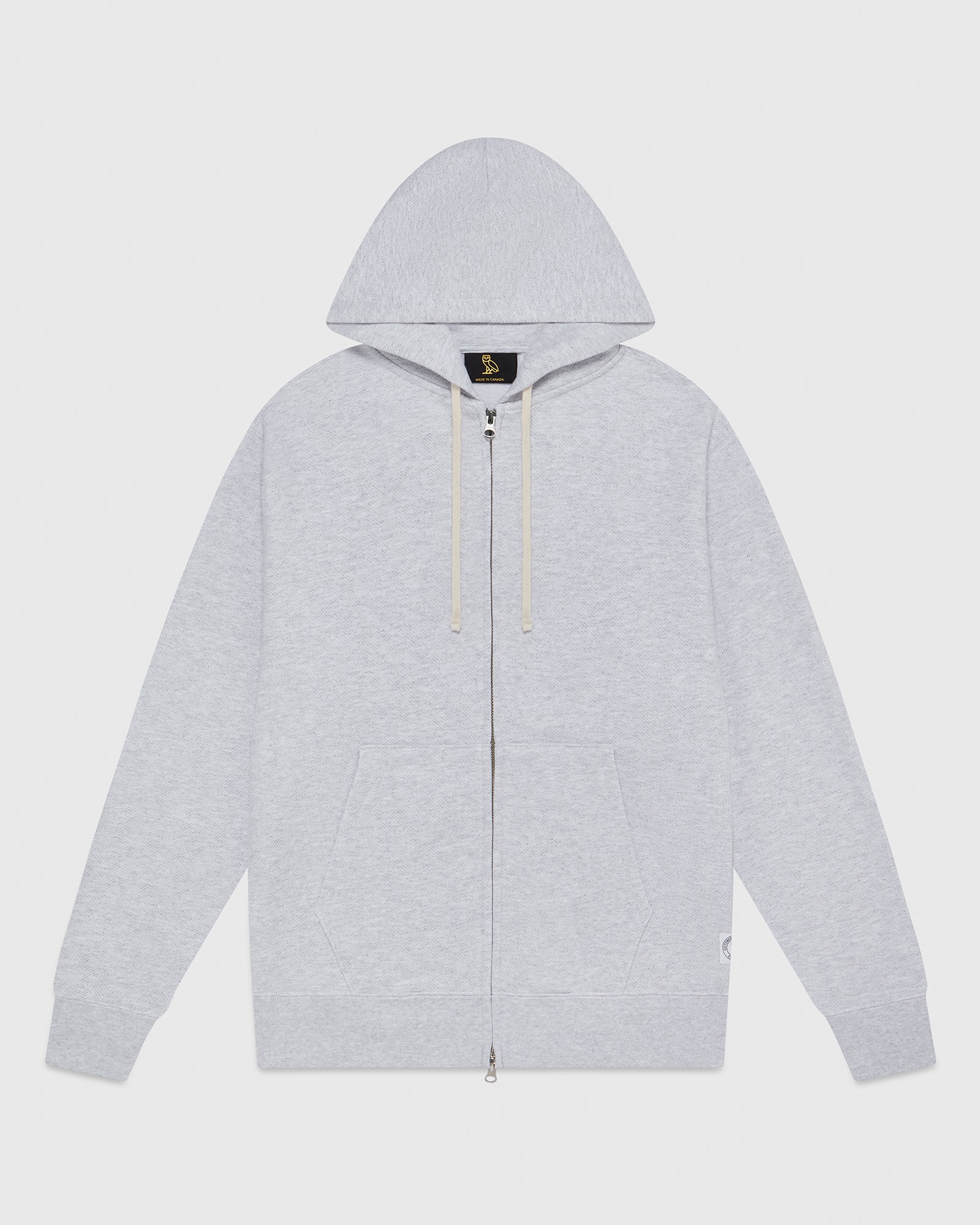 Herringbone Full-Zip Hoodie - Ash Heather Grey