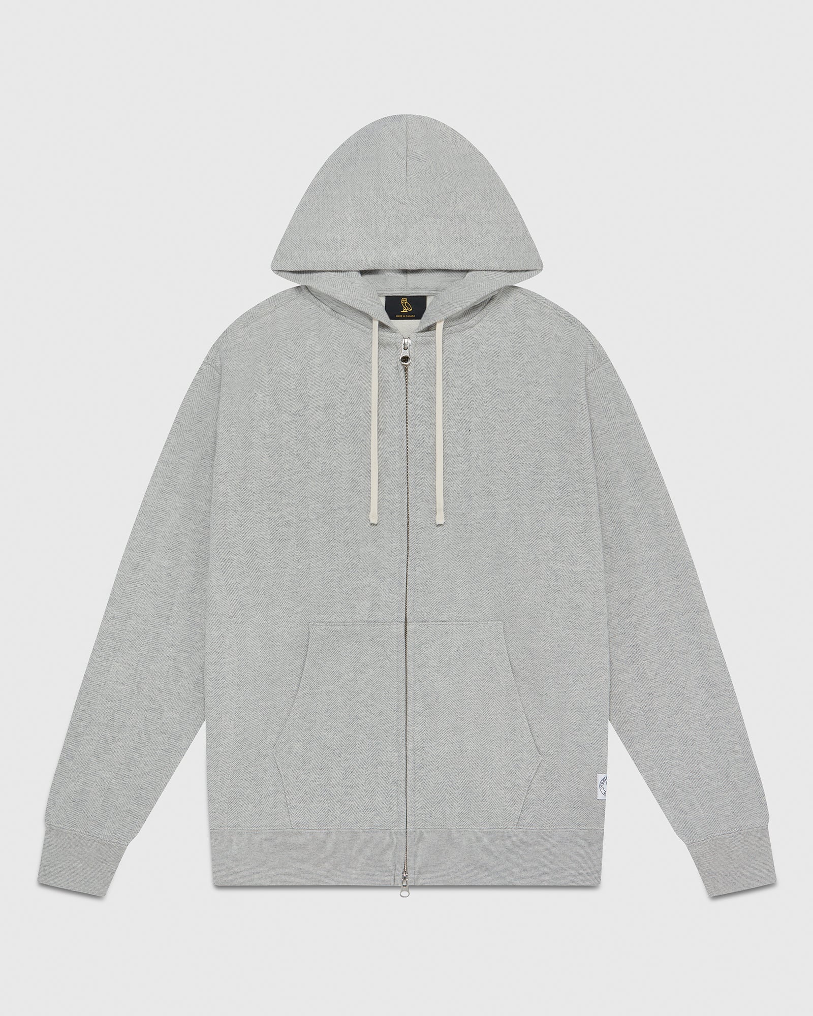 Herringbone Full-Zip Hoodie - Heather Grey