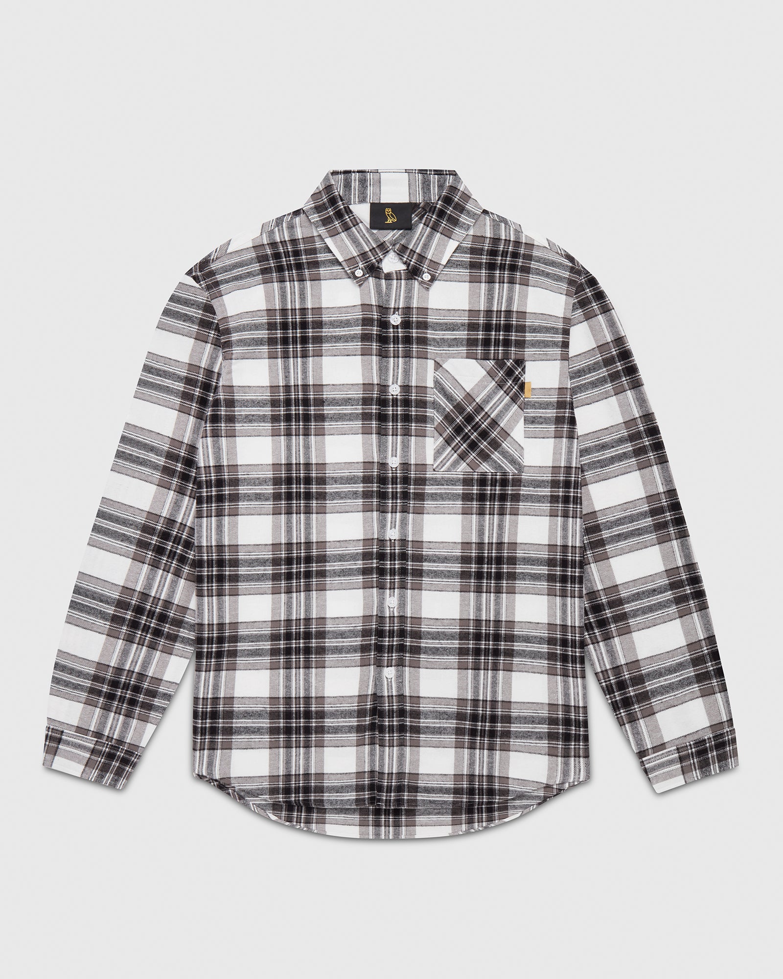 Lightweight Plaid Flannel Shirt - Grey