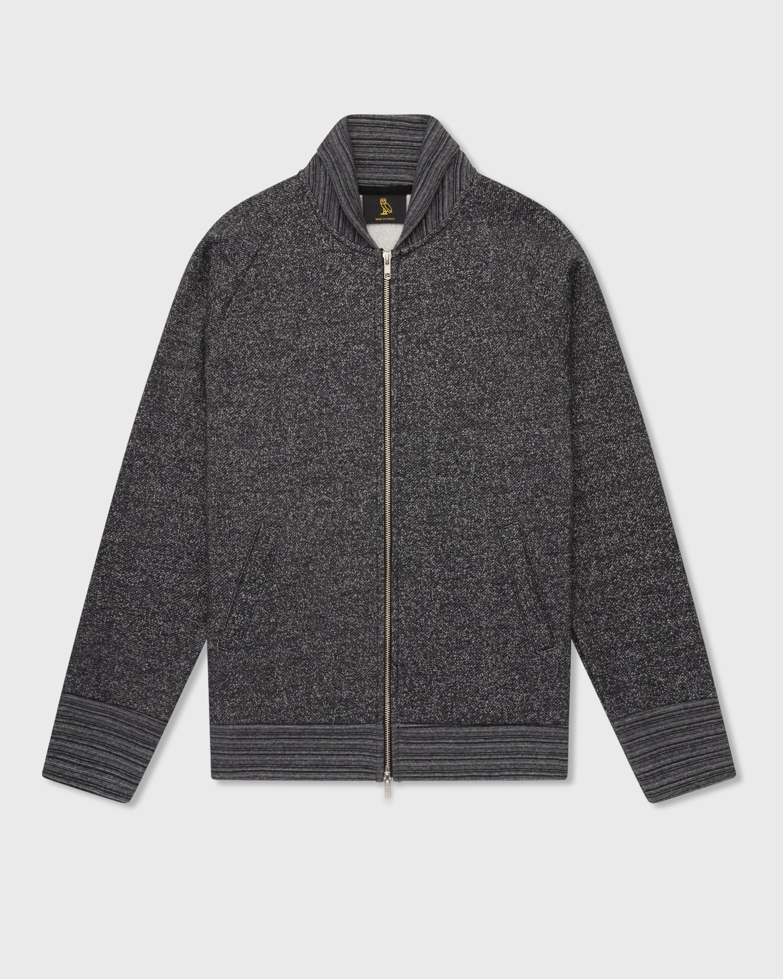 Speckle Fleece Full-Zip Cardigan - Black