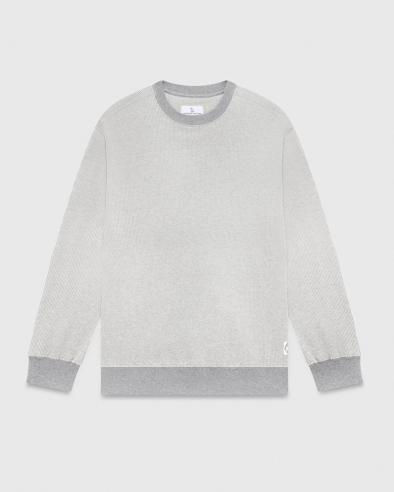 Seersucker Fleece Crewneck - Grey/Cream