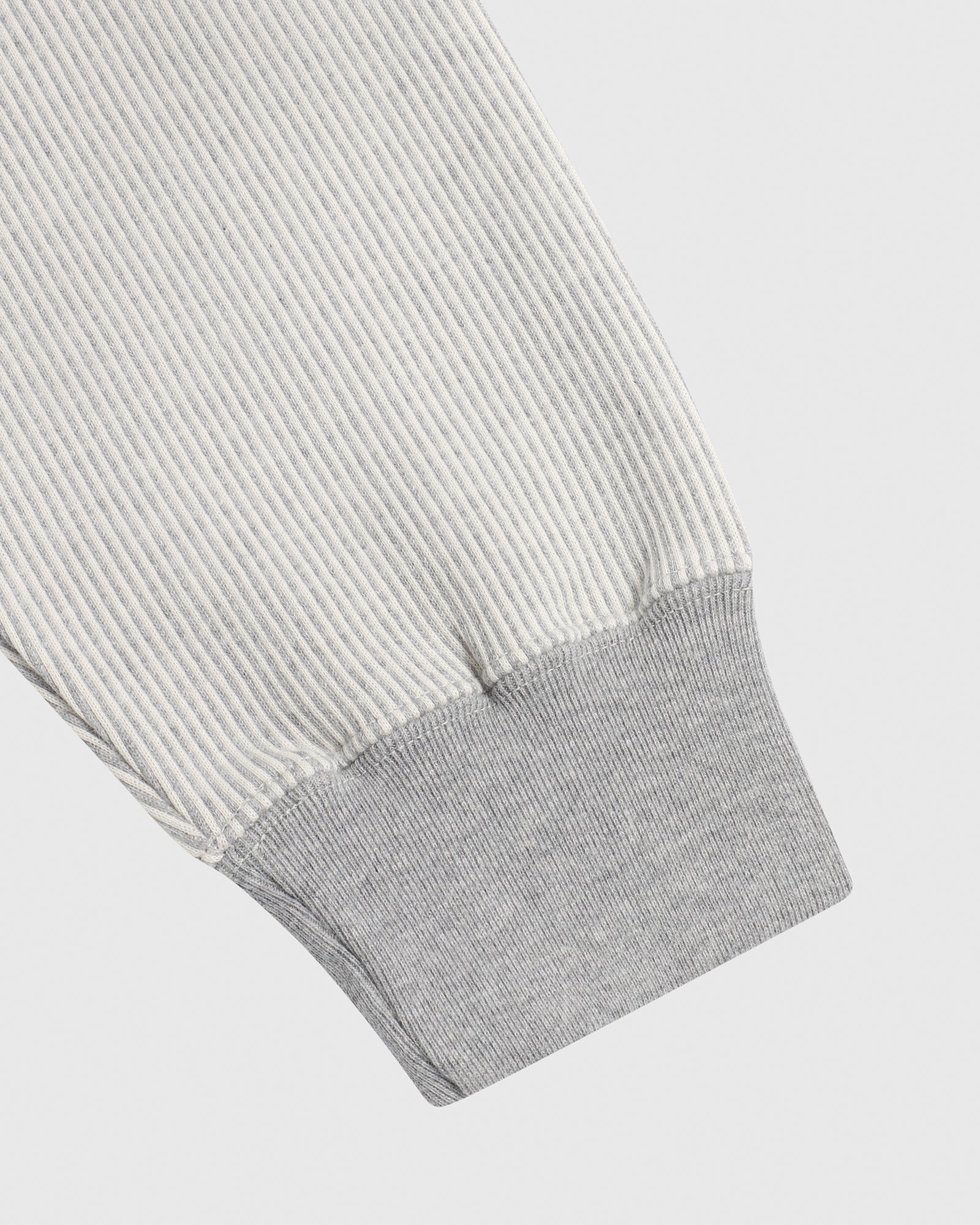 Seersucker Fleece Full Zip Hoodie - Grey/Cream