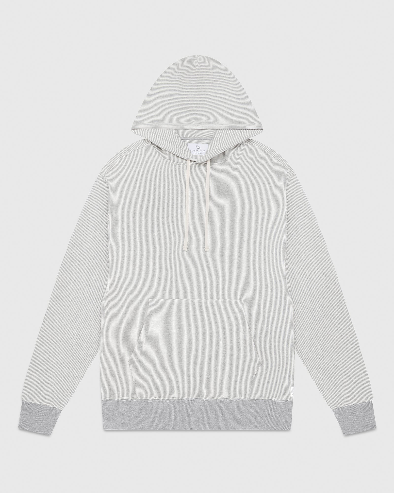 Seersucker Fleece Hoodie - Grey/Cream