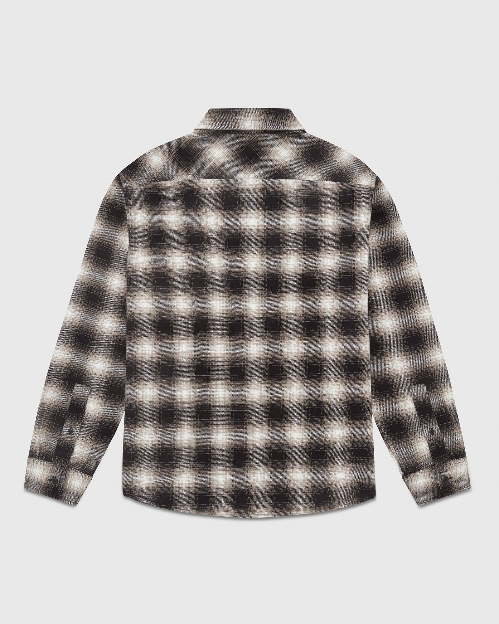 Zip Front Shadow Plaid Shirt - Black