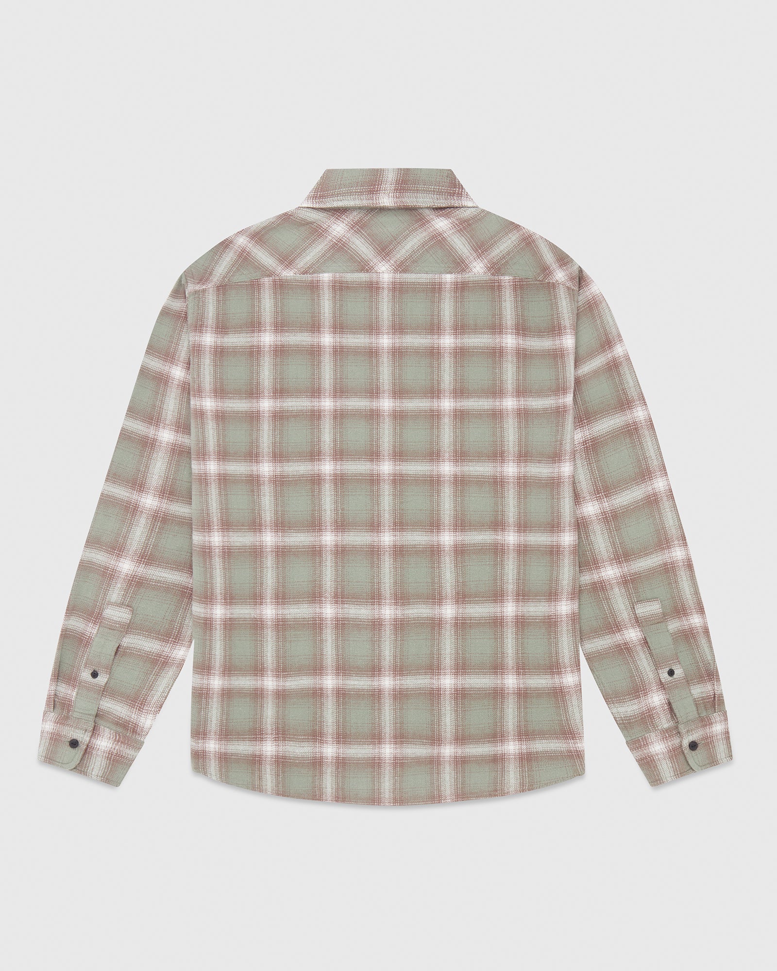 Zip Front Shadow Plaid Shirt - Green