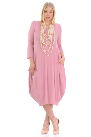 pink midi dress plus size