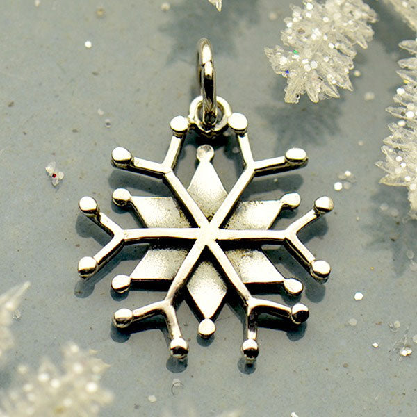 Sterling Silver Snowflake Pendant with Nano Gems