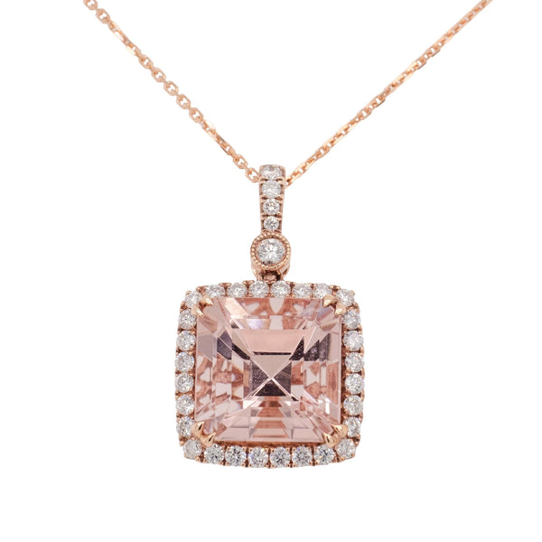 Morganite Necklace 1/10 ctw Diamonds 10K Rose Gold | Kay Outlet