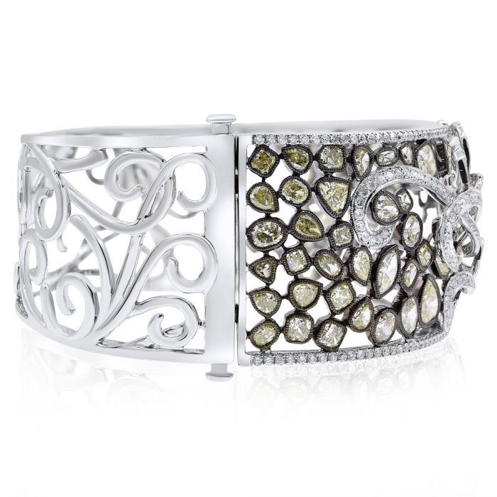 Fancy Yellow & White Diamond Bangle Bracelet