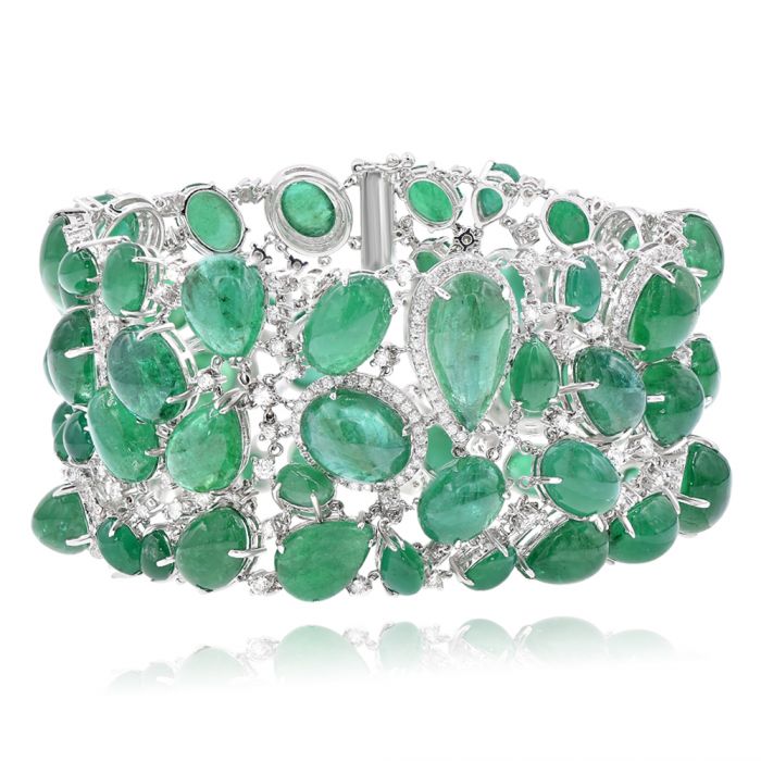 Emerald & Diamond Flexible Bracelet