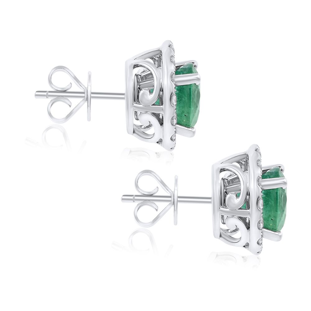 Emerald & Diamond Classic Stud Earrings