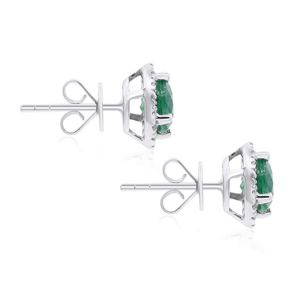 Emerald & Diamond Classic Stud Earrings