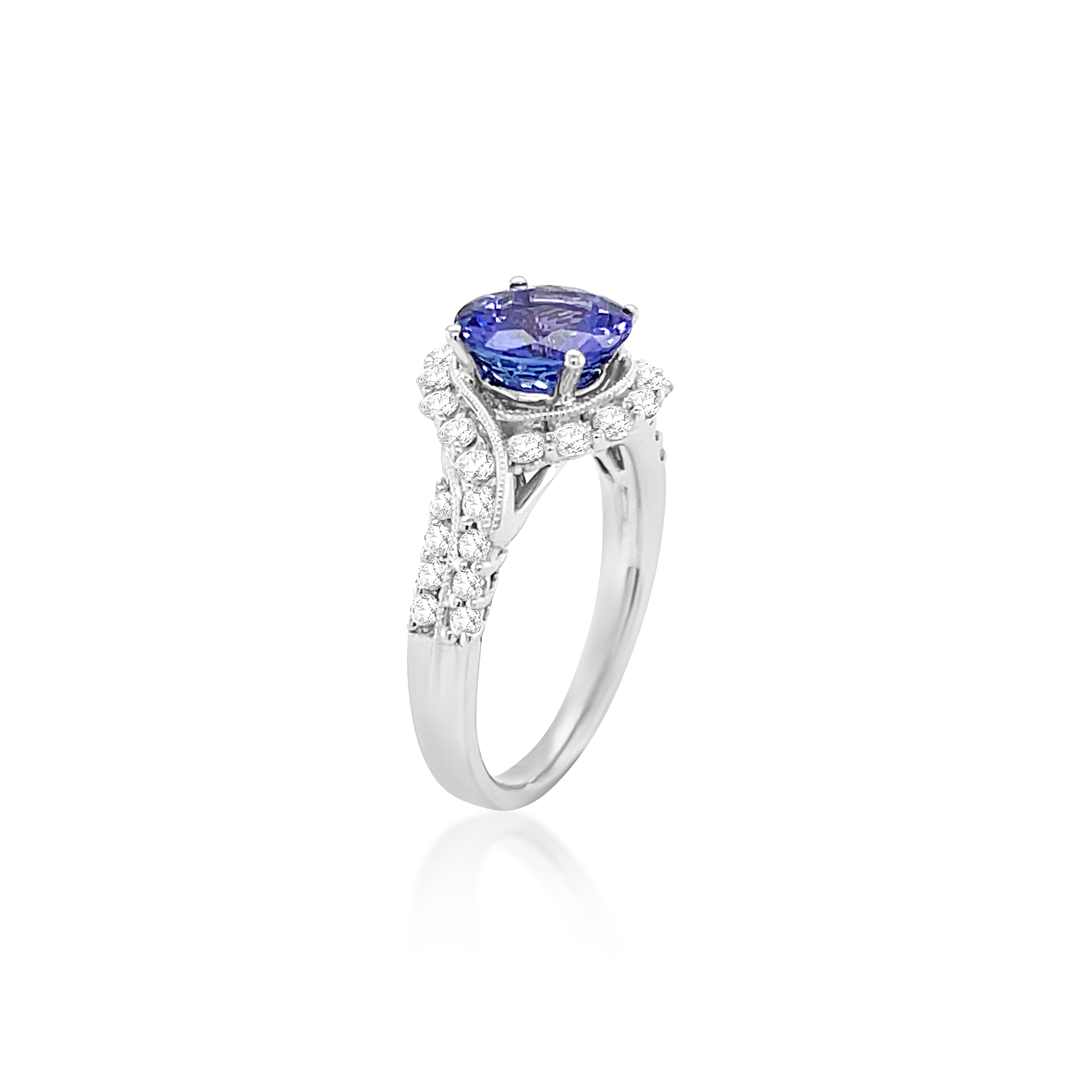 1.90 Carat Tanzanite Gemstone Ring in 14k White Gold – Greenleaf Diamonds