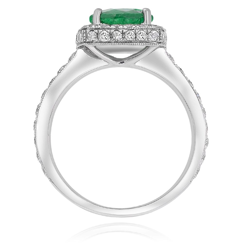 Emerald & Diamond Halo Ring