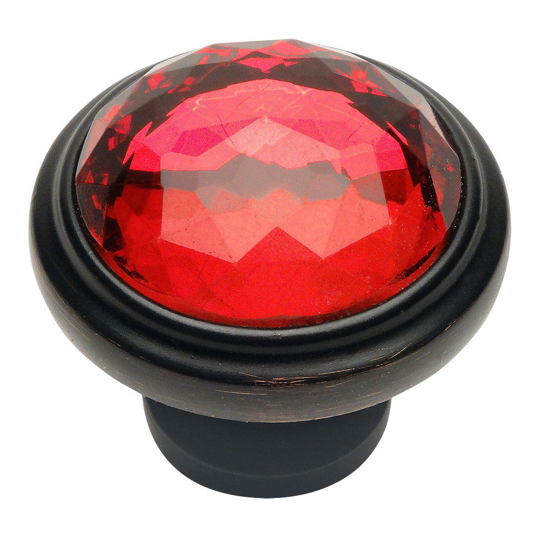 Cosmas 5317orb Red Oil Rubbed Bronze Red Glass Round Cabinet