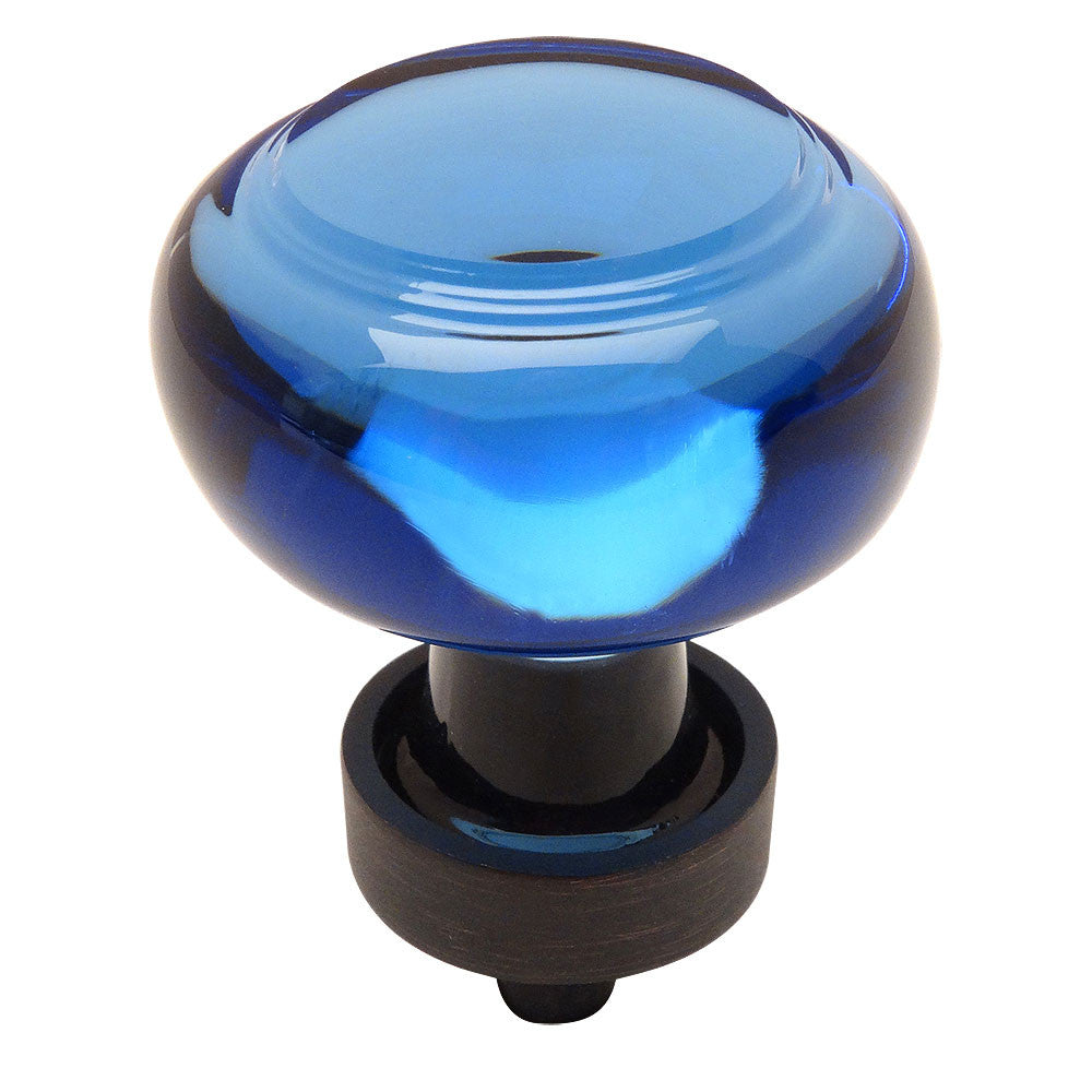 Cosmas 6355orb Bl Oil Rubbed Bronze Blue Glass Round Cabinet
