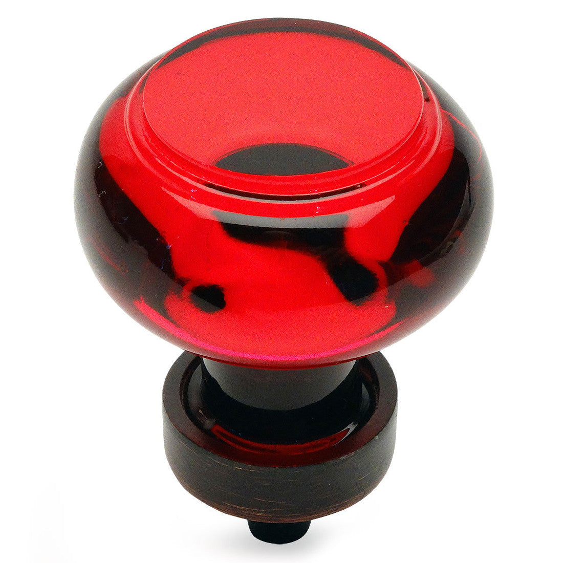 Cosmas 6355orb Red Oil Rubbed Bronze Red Glass Round Cabinet