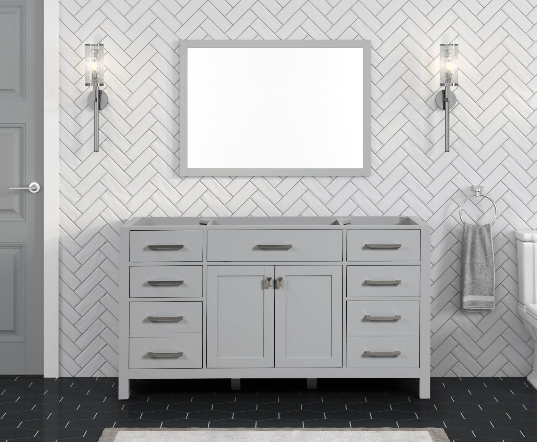London 59.5 Inch Single Bathroom Vanity in Metal Gray