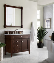 Load image into Gallery viewer, Brittany 36&quot; Burnished Mahogany Single Vanity w/ 3 CM Carrara Marble Top James Martin