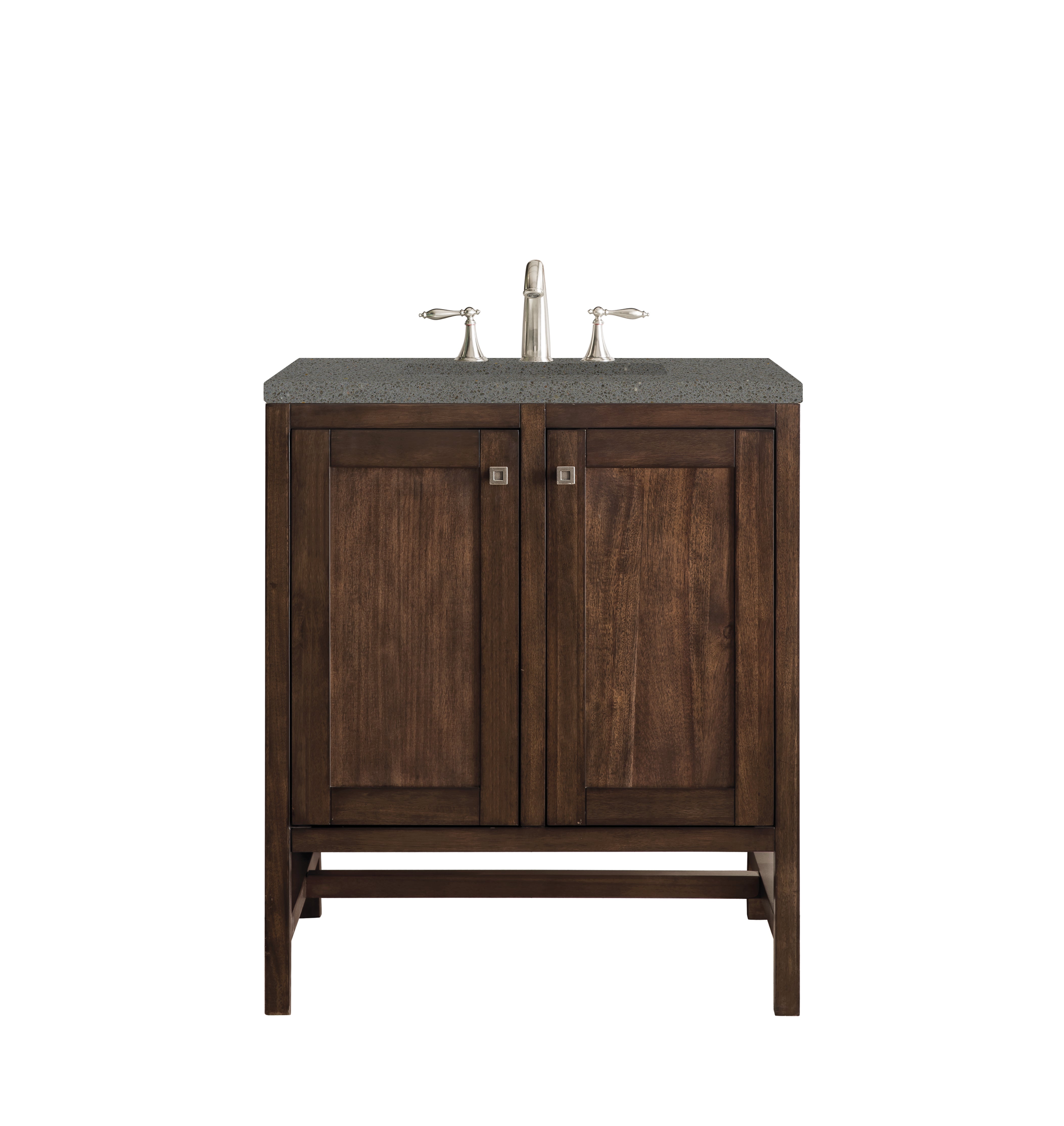Addison 30" Single Vanity Cabinet (w/Doors), Mid Century Acacia, w/ 3 CM Grey Expo Quartz Top