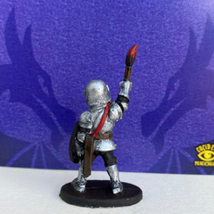 Painted miniatures of Sir Lance the MLG mascot knight 