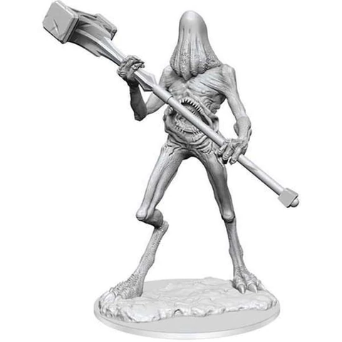 Tomb-Tapper unpainted miniature by Wizkids as part of their Wave 16 Nolzur's Marvelous Miniatures range for Dungeons and Dragons. A miniature representing the naked construct which has blue grey skin, featureless head and a large toothed mouth in its stomach.