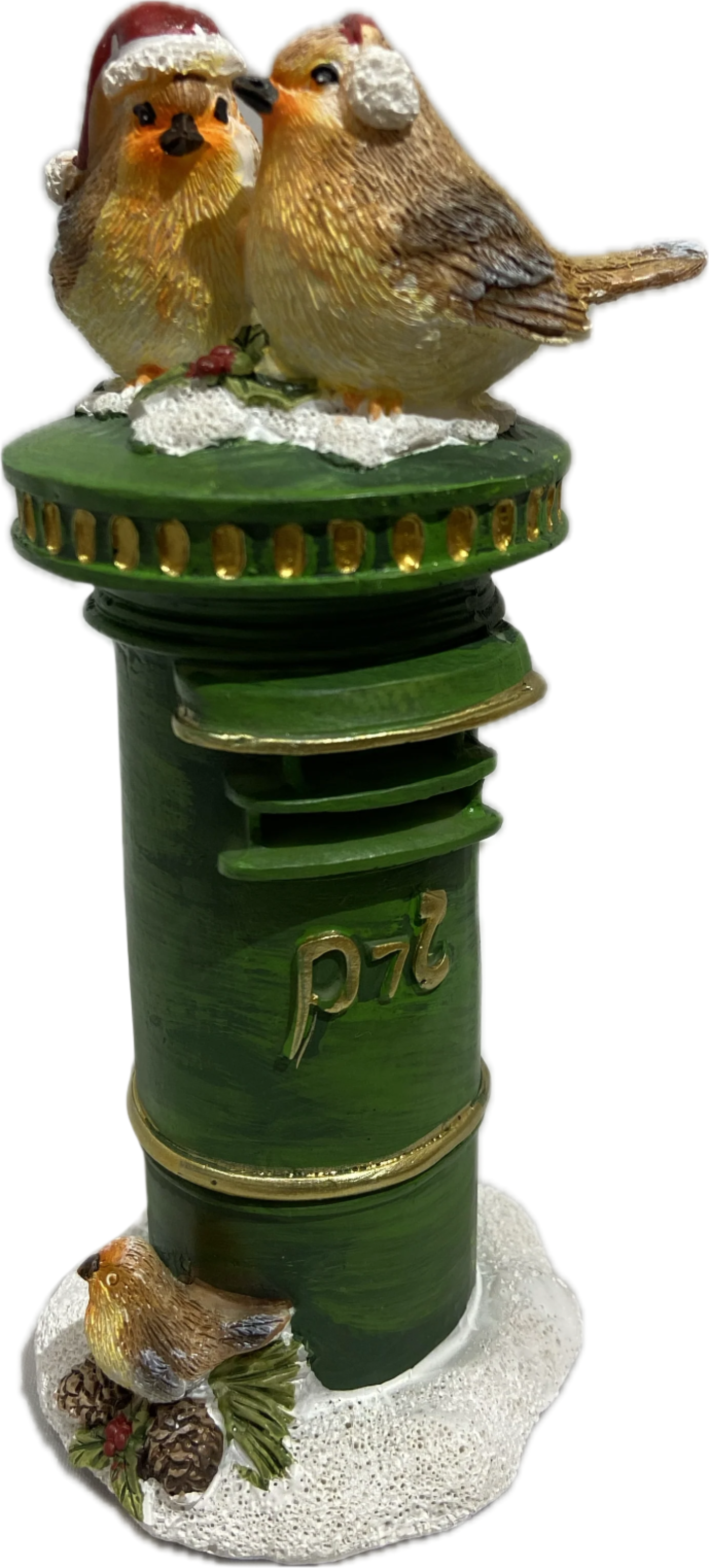 Irish Christmas Postbox with Robins