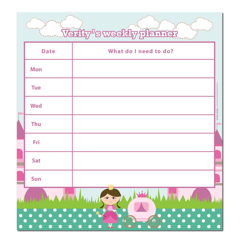 Printable Princess Chore Chart 