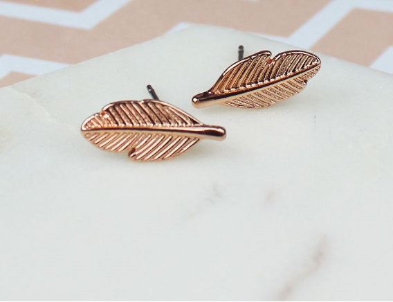 Rose Gold Feather Earrings – simple to 