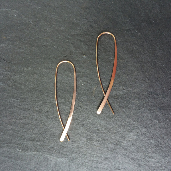 Rose Gold Crossover Open Hoops – Squirrel's Nest Jewelry