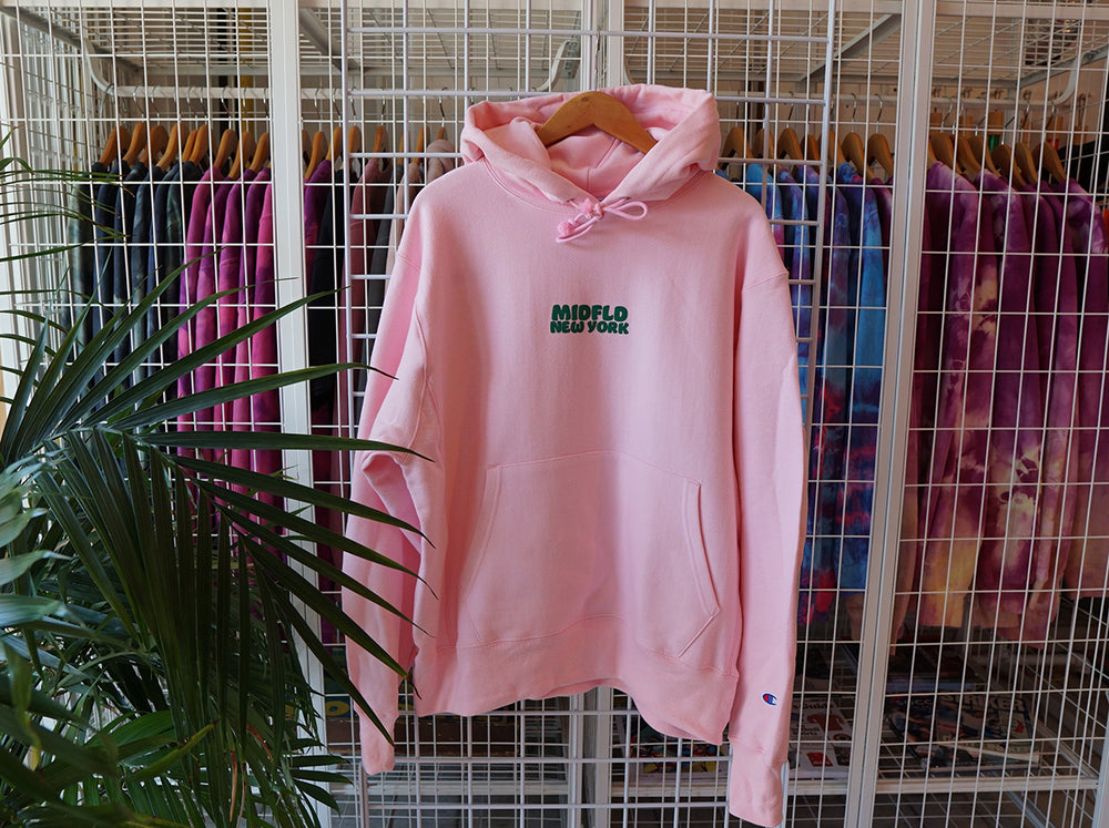 green and pink champion hoodie