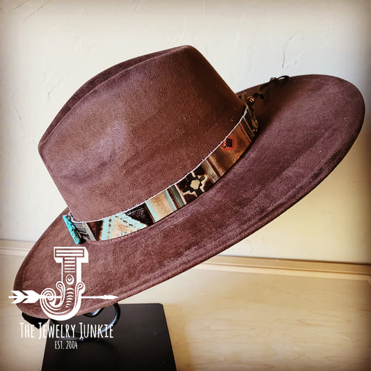 Turquoise Feather Embossed Leather Hat Band 950V