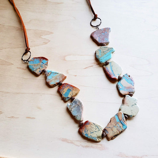 NATURAL TURQUOISE Leather Cord Necklace 250v – The Jewelry Junkie