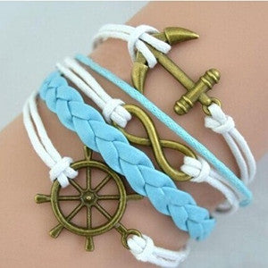 Women Retro Anchor Charms Decoration Faux Leather Charm Women Bracelet for Year HG7786 IMY66