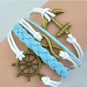 Women Retro Anchor Charms Decoration Faux Leather Charm Women Br