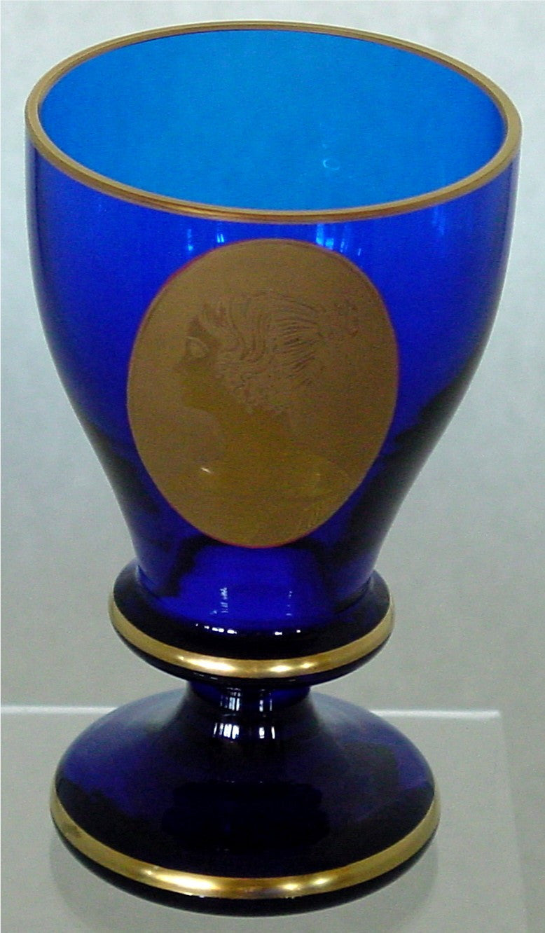 623023 Cobalt Stem W/Oval Panel Gold Lady W Hair Up In A Bun, Gold