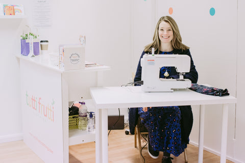 Ali sewing in the shop, November 2021