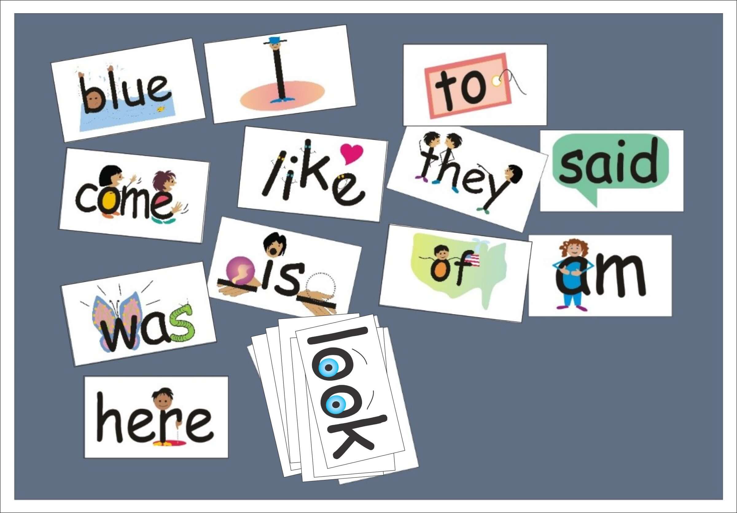 SnapWords Sight Words with pictures and movements examples of look, come, like, they, said, am, of, here, was