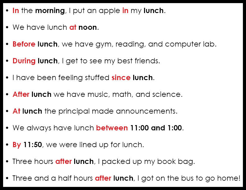 Prepositions Additional Events