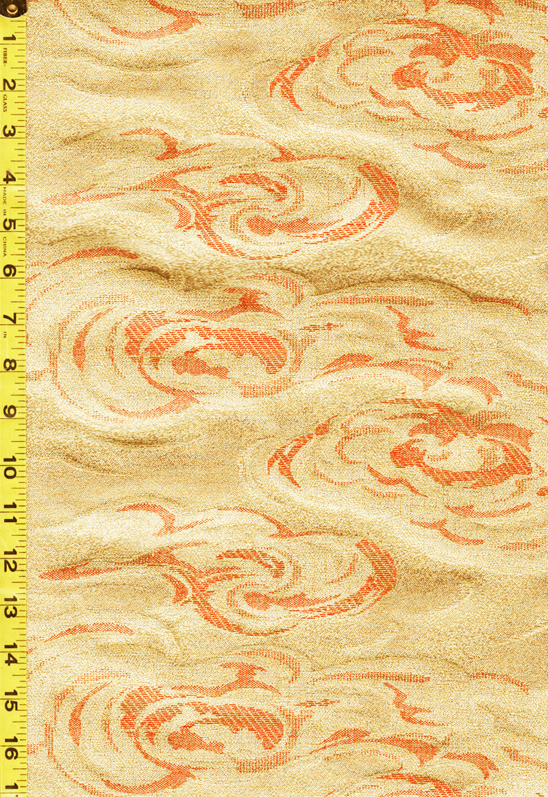 421 - Japanese Silk - Swirling Clouds - Silk Brocade - Gold Metallic 