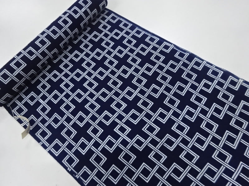 Yukata Fabric - 823 - Interlocking Celtic Squares - Indigo | Shibori Dragon