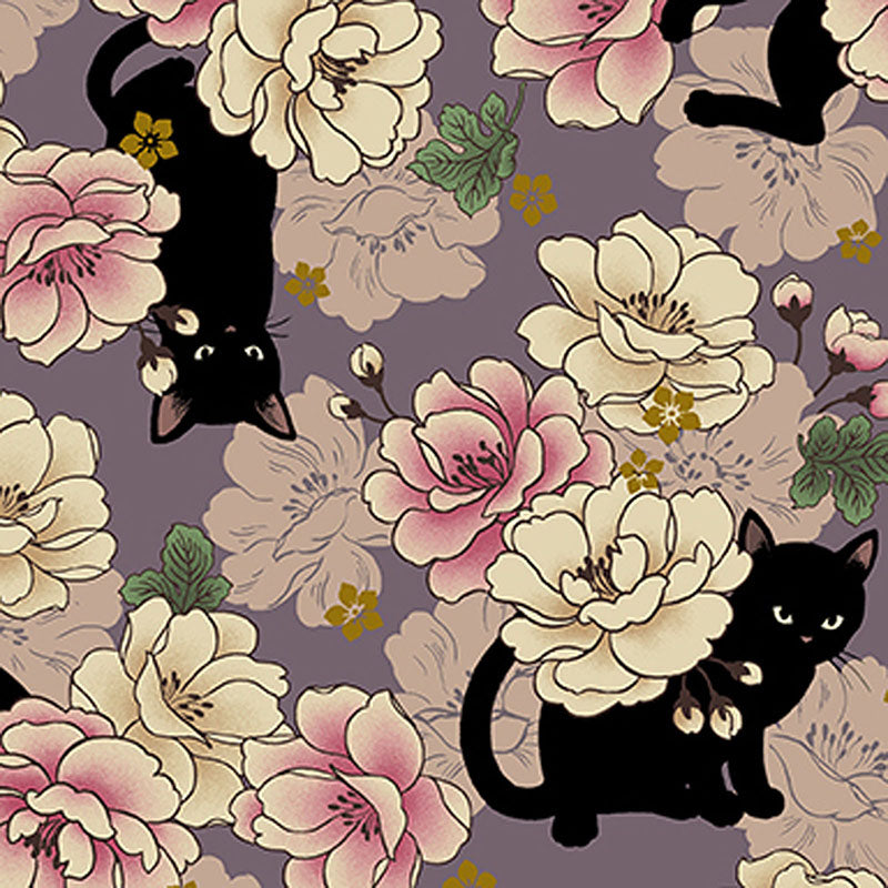 quilt-gate-neko-black-cat-peonies-hr3110-11j-plum-soft-purple-shibori-dragon