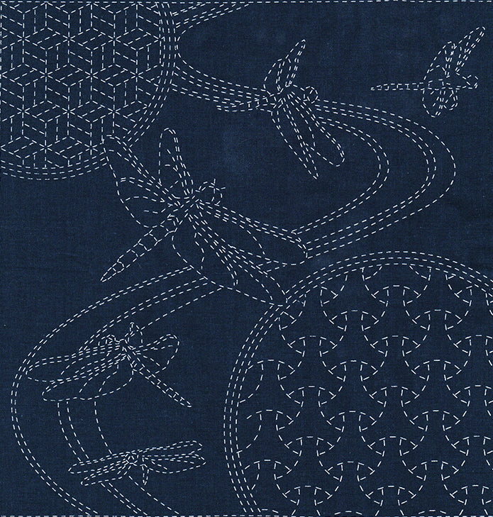 Sashiko Pre-printed Sampler - QH Textiles - SC0017-02 - Dragonflies an ...