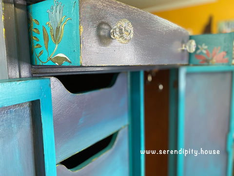 DIY Mermaid Tail on side of drawer with flower