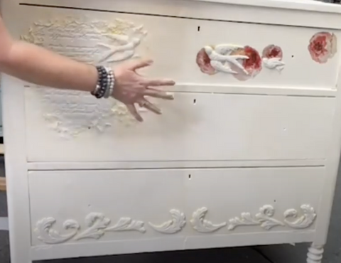 IOD-Moulds-Air-Dry-Clay-and-decor-transfers-dresser-makeover