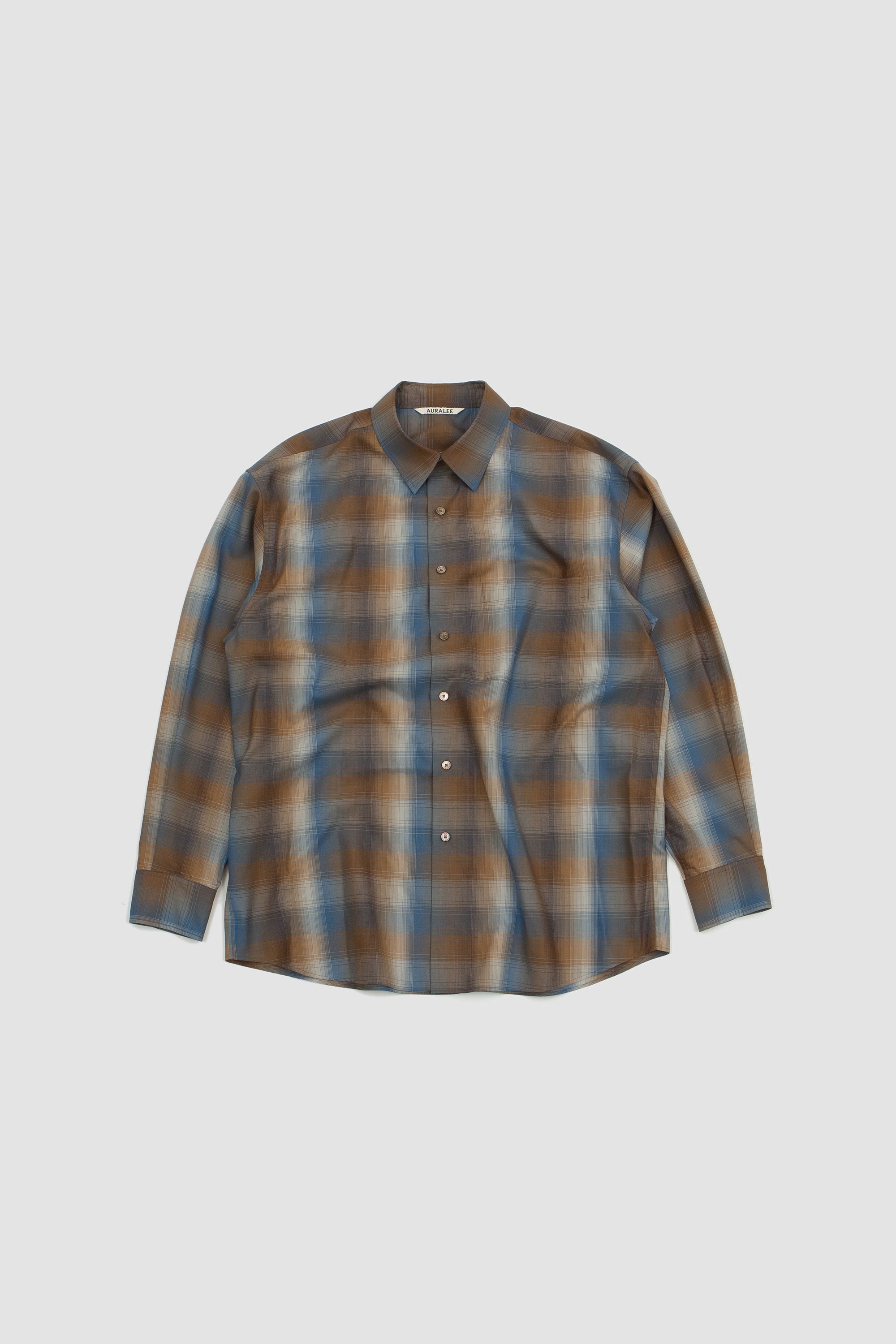 SPORTIVO [Super light wool check shirt blue/brown]